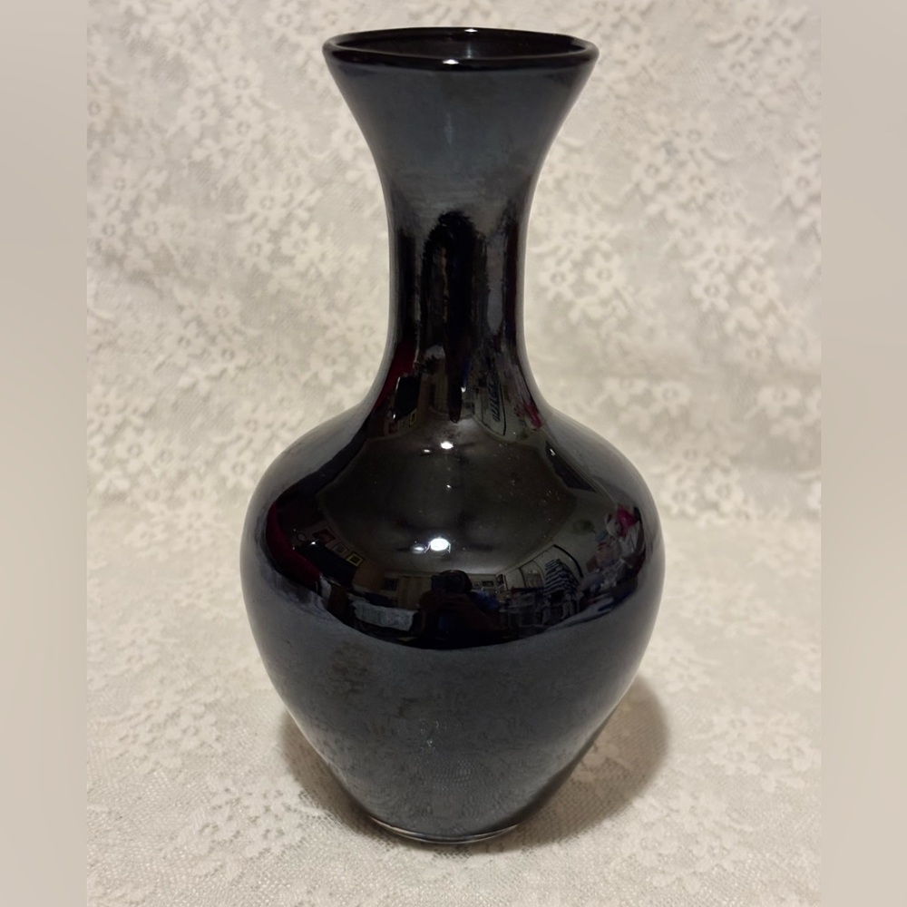 Elegant Black Glass Vase